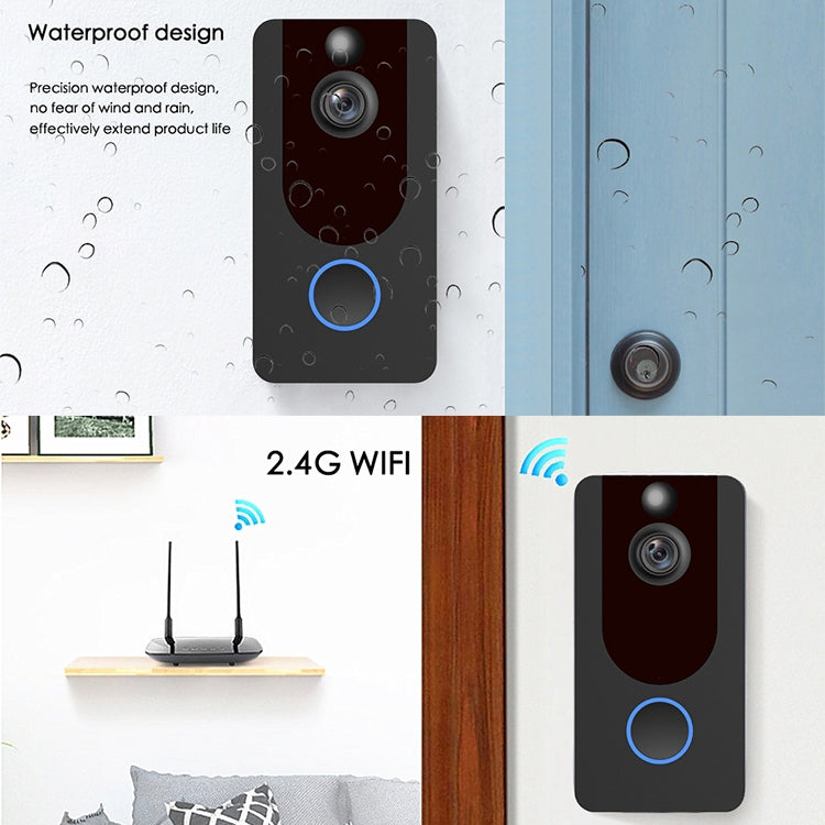 V7 Standard Edition 1080P Full HD Weather Resistant WiFi Security Home Monitor Intercom Smart Phone Video Doorbell without Dingdong Machine, Support Two-way Audio, PIR Motion Detection, Night Vision