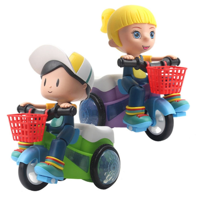 Electric Universal Stunt Tricycle Rotating Cartoon Toy Car with Light Music, Random Color Delivery(Boy)