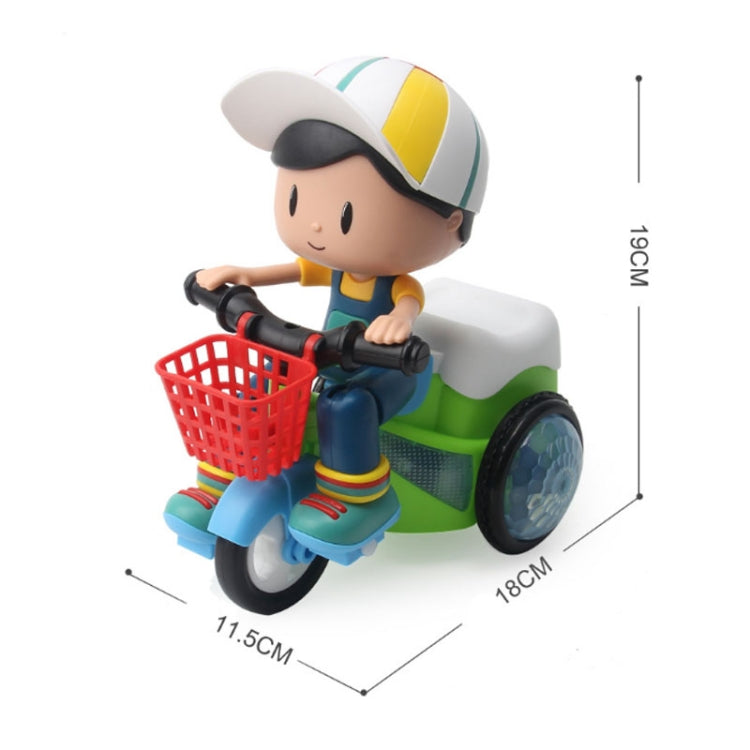 Electric Universal Stunt Tricycle Rotating Cartoon Toy Car with Light Music, Random Color Delivery(Girl)