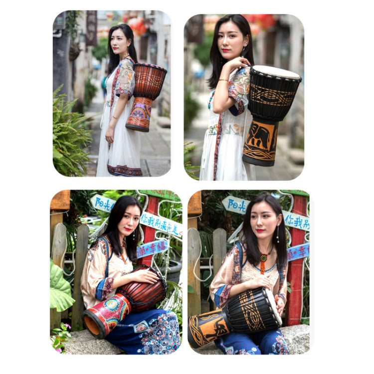 Painted African Drum Children Kindergarten Percussion Instruments Sheepskin Tambourine, Random Delivery, Size:Standard 8 In