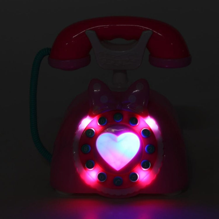 Child Simulation Retro Telephone Light Music Cartoon Early Education Puzzle Musical  Toys(Pink)