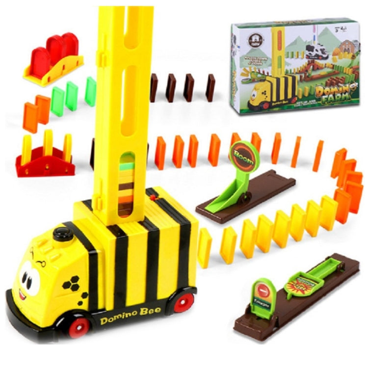 Puzzle Domino Car Electric Train With Sound And Light Music Automatic Licensing Electric Car Toy(Yellow Bee)