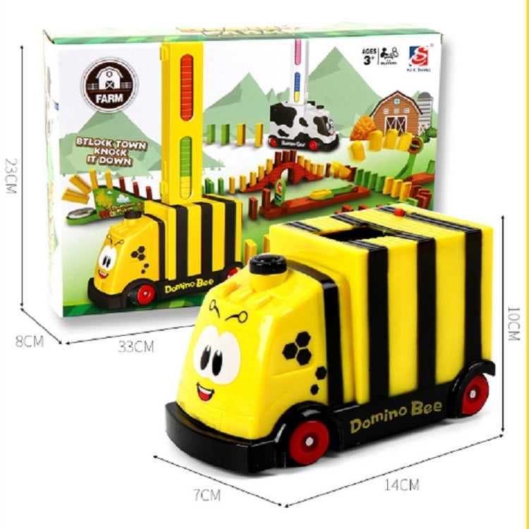 Puzzle Domino Car Electric Train With Sound And Light Music Automatic Licensing Electric Car Toy(Yellow Bee)