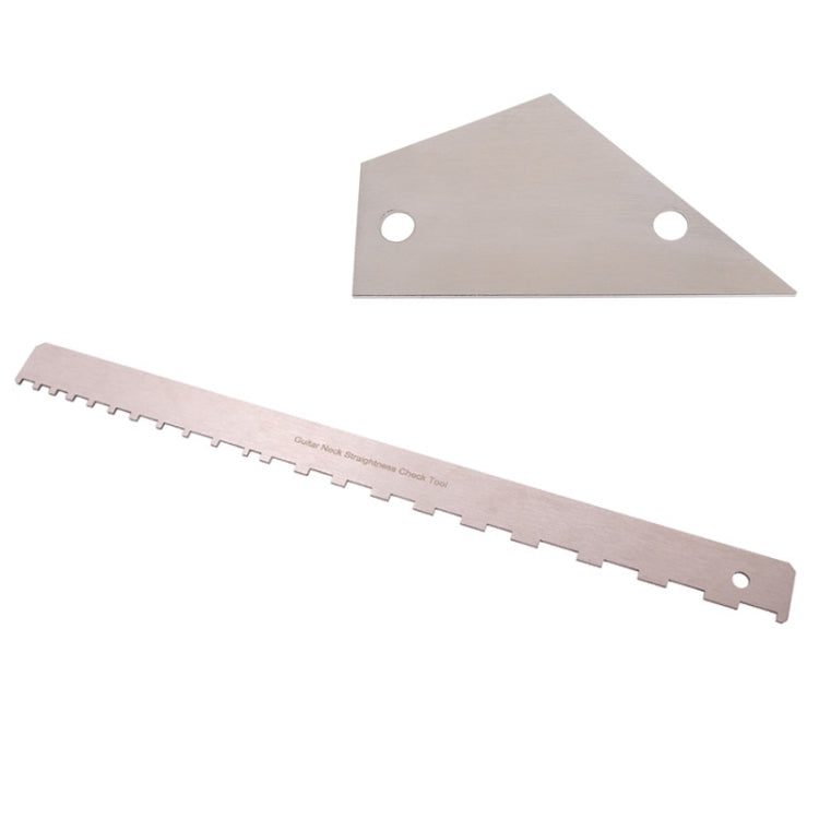 GNR2 Stainless Steel Measurement Bass Guitar Neck Ruler, Style:Single Teeth + Leveling Ruler