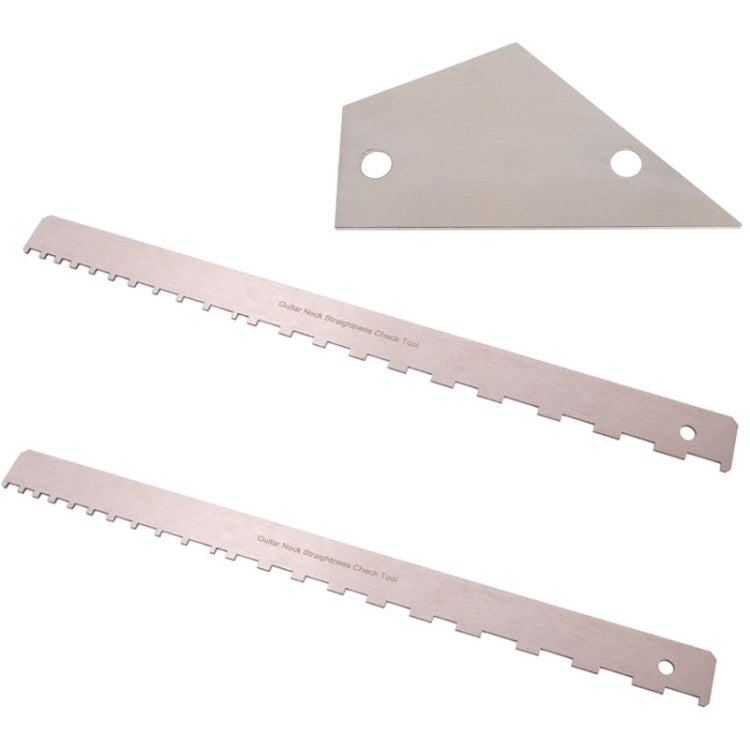 GNR2 Stainless Steel Measurement Bass Guitar Neck Ruler, Style:Single Teeth + Leveling Ruler