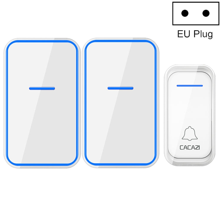 CACAZI A68-2 One to Two Wireless Remote Control Electronic Doorbell Home Smart Digital Wireless Doorbell, Style:EU Plug(White)