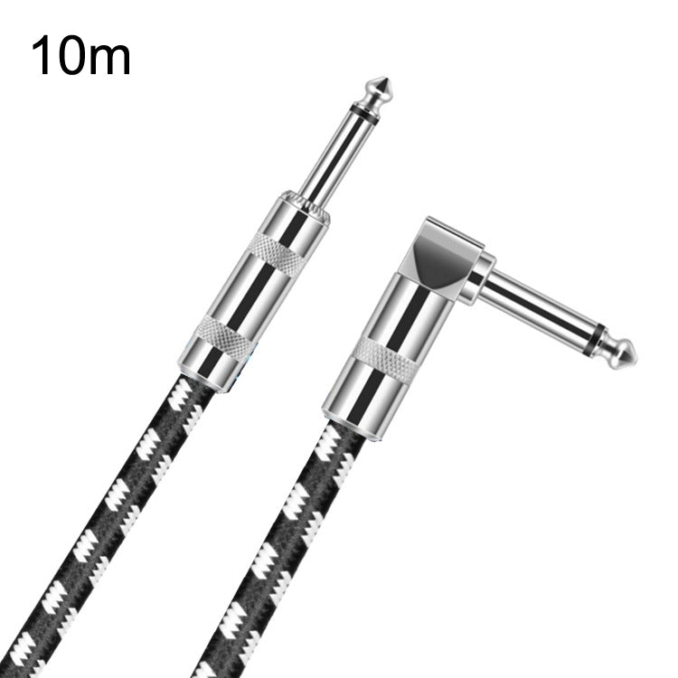 10m 1 Straight Head +1 Elbow Head 6.35mm Guitar Cable Oxygen-Free Copper Core TS Large Two-core Cable