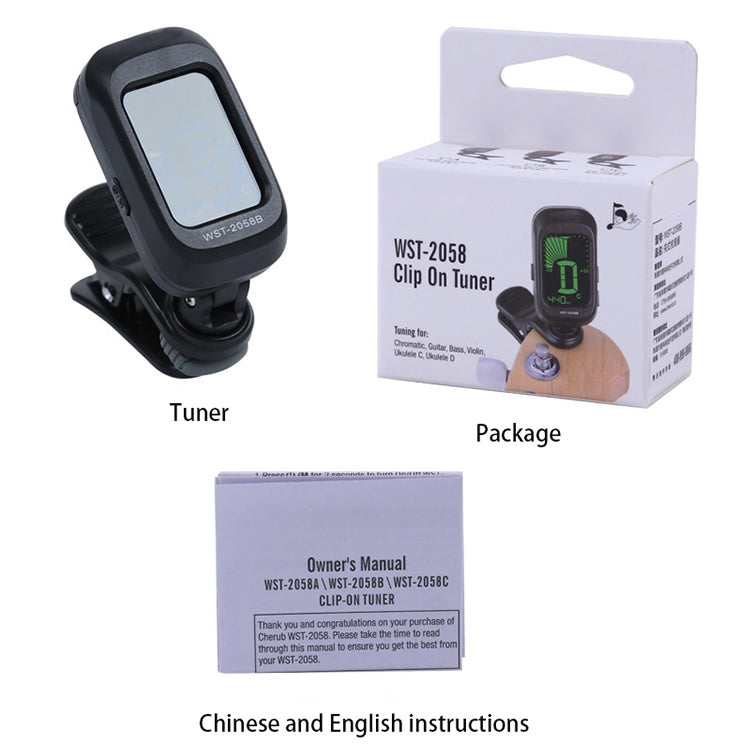 Little Angel WST-2058B Guitar Capo Electronic Tuner, Size:5×3.7×2.7cm(Black)