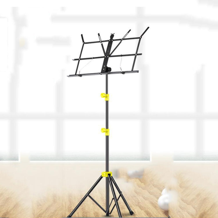 Portable Folding  Lifted and Thickened Piano Stand Guzheng Guitar Home Music Stand(Black Yellow)