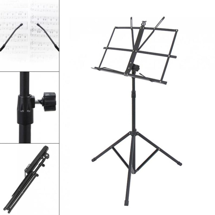 Portable Folding  Lifted and Thickened Piano Stand Guzheng Guitar Home Music Stand(Black Yellow)