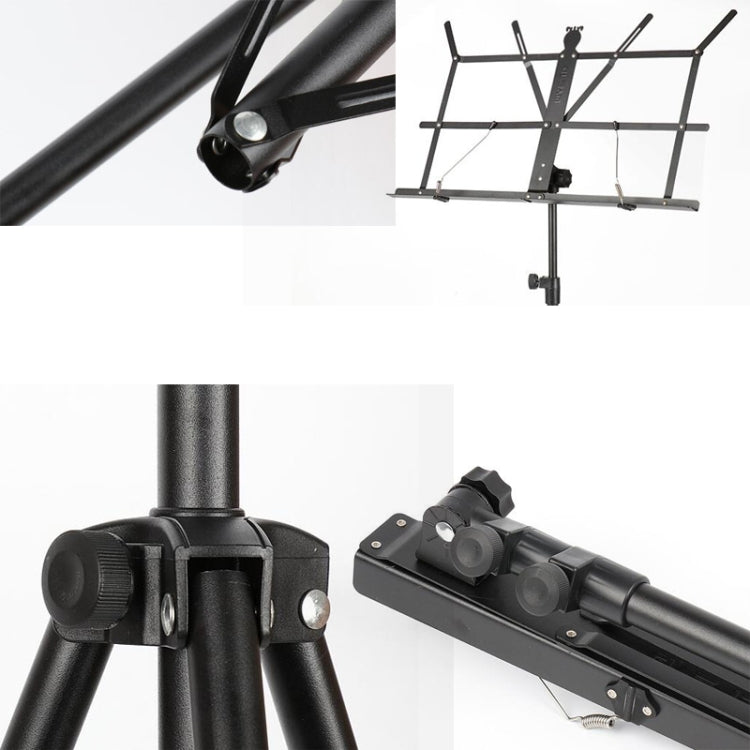 Portable Folding  Lifted and Thickened Piano Stand Guzheng Guitar Home Music Stand(Black Yellow)