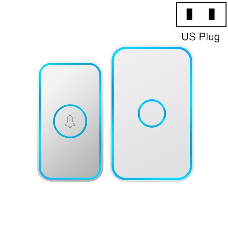 CACAZI A78 Long-Distance Wireless Doorbell Intelligent Remote Control Electronic Doorbell, Style:US Plug(Bright White)