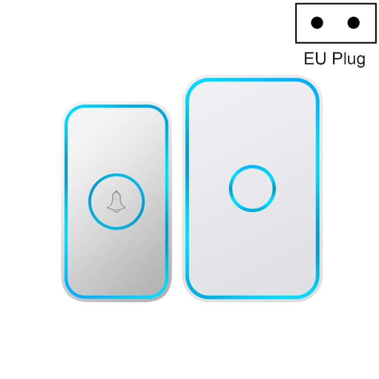 CACAZI A78 Long-Distance Wireless Doorbell Intelligent Remote Control Electronic Doorbell, Style:EU Plug(Bright White)