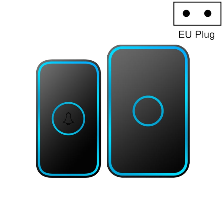 CACAZI A78 Long-Distance Wireless Doorbell Intelligent Remote Control Electronic Doorbell, Style:EU Plug(Elegant Black)