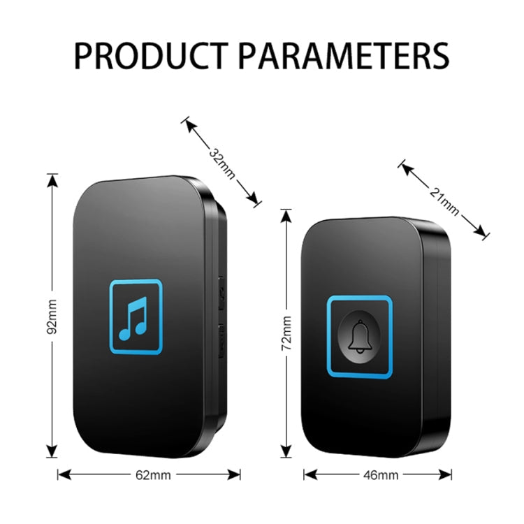 CACAZI A86 Electronic Music Remote Control Doorbell One For One AC Wireless Doorbell, Style:EU Plug(White)