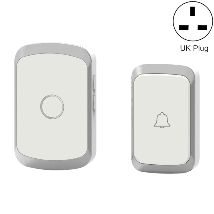 CACAZI A20 Smart Home Wireless Doorbell Digital Music Remote Control Doorbell, Style:UK Plug(Silver)