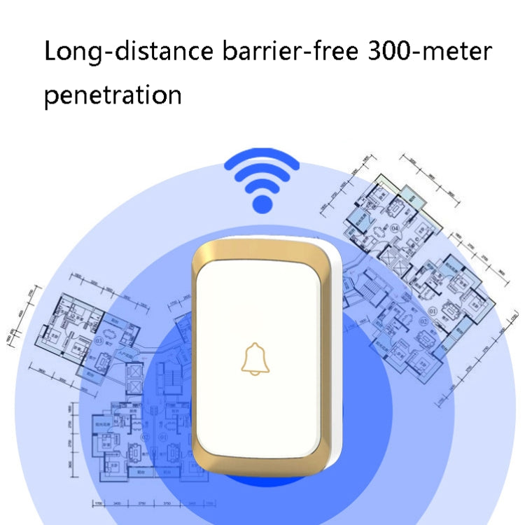 CACAZI A20 Smart Home Wireless Doorbell Digital Music Remote Control Doorbell, Style:EU Plug(Golden)