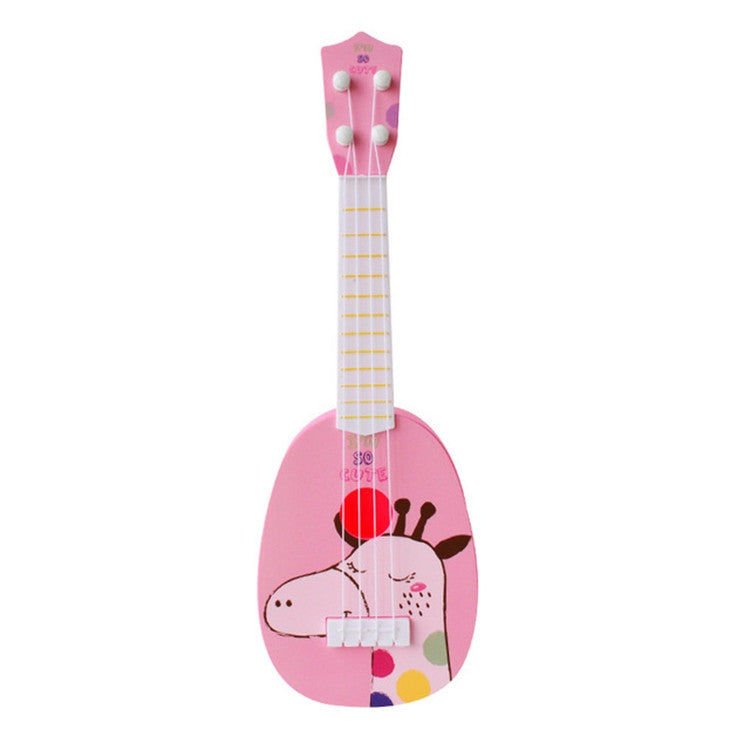 Pink Giraffe Small Simulation Musical Instrument Mini Four Strings Playable Ukulele Early Childhood Education Music Toy