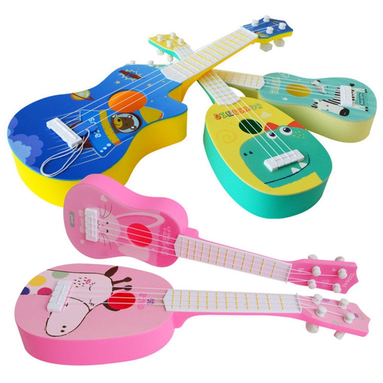 Yellow Dinosaur Small Simulation Musical Instrument Mini Four Strings Playable Ukulele Early Childhood Education Music Toy