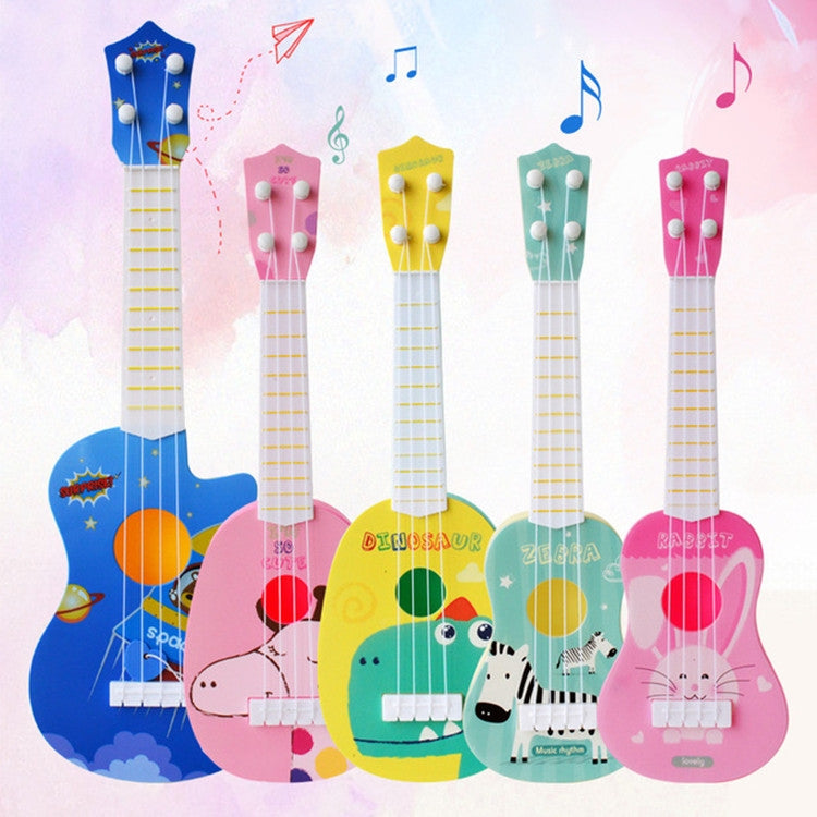 Yellow Dinosaur Small Simulation Musical Instrument Mini Four Strings Playable Ukulele Early Childhood Education Music Toy