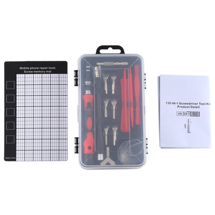 135 in 1 DIY Mobile Phone Disassembly Tool Clock Repair Multi-function Tool Screwdriver Set(Black Red)