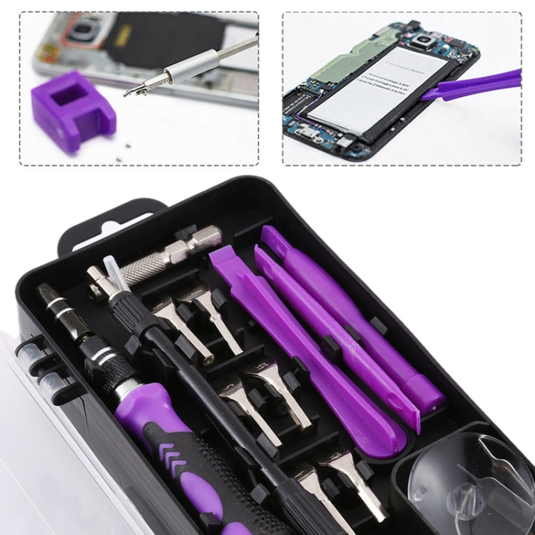 135 in 1 DIY Mobile Phone Disassembly Tool Clock Repair Multi-function Tool Screwdriver Set(Black Purple)