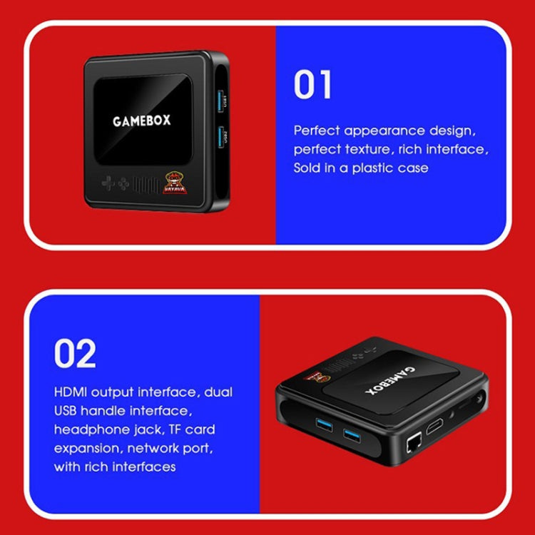 GD10 256G Built-In 60000+ Games Dual System Set-Top Box 3D Home 4K HD  TV Game Console Box AU Plug(Black)