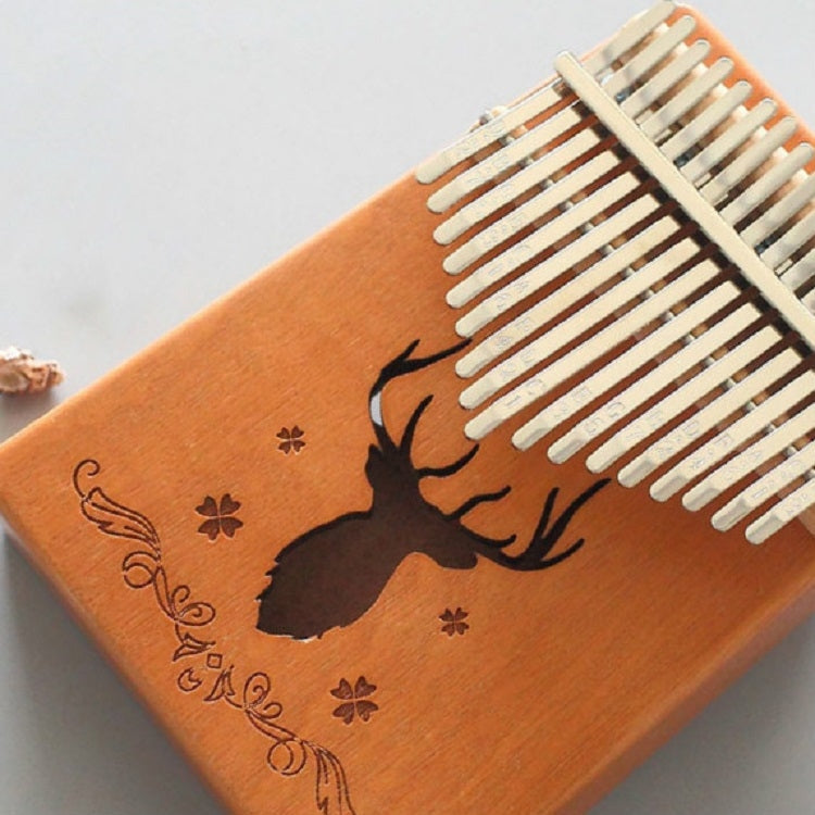 17-tone Kalimba Portable Thumb Piano, Style:Mahogany-Classic Deer