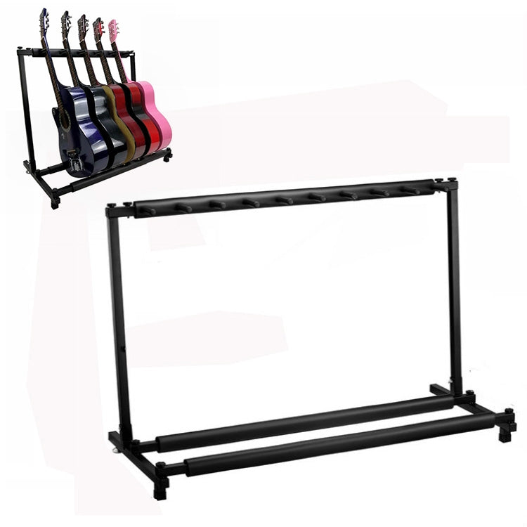 Foldable Long Metal Guitar Display Stand Shelf, Specification:Nine Racks