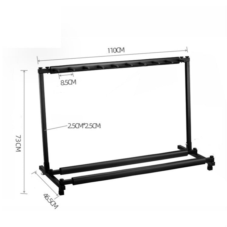 Foldable Long Metal Guitar Display Stand Shelf, Specification:Nine Racks