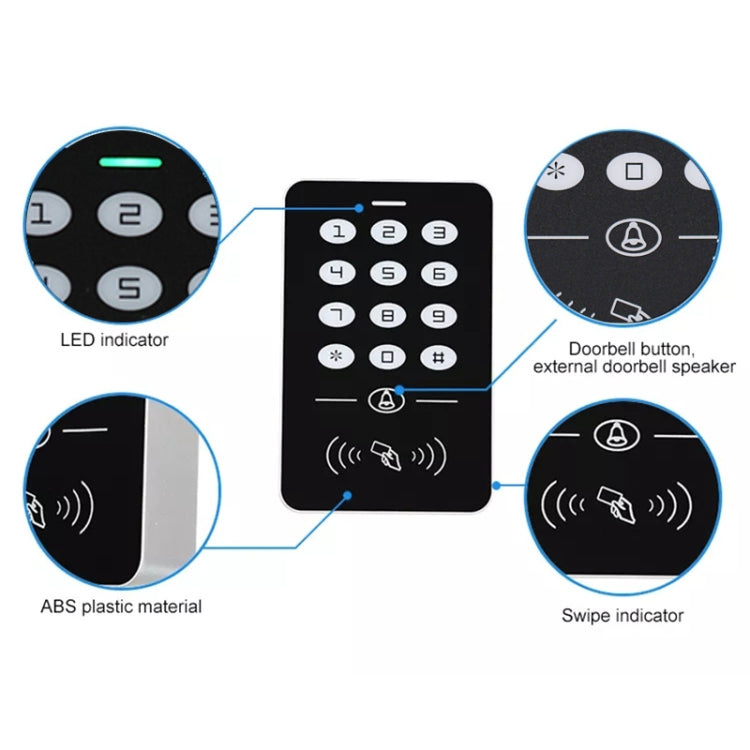 Simple IDIC Card Access Control All-in-one Machine Key Touch Access Control Controller Induction Card  Password, Style:A1-Physical Buttons
