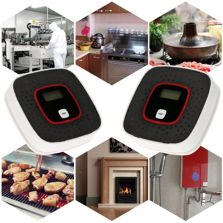Carbon Monoxide Detector Gas Alarm Sensor Poisoning Gas Tester Human Voice Warning Detector with LCD Display(Black)