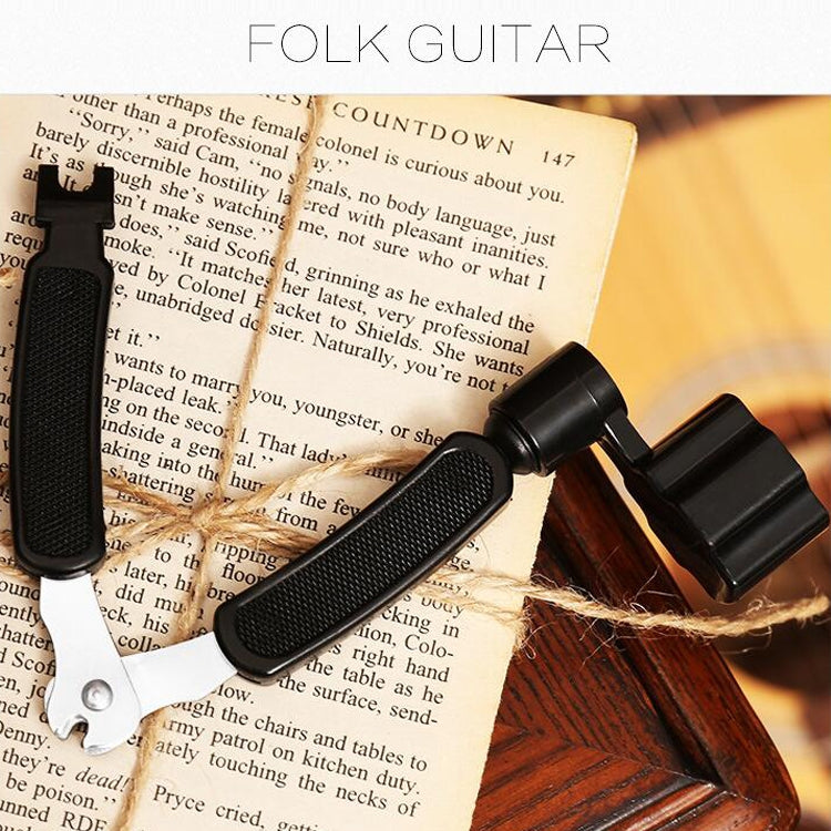 Guitar String Changing Tool Set String Trimmer Winding String Winding Three-in-one Clamp Guitar Accessories(Black Wihout Paper Jam)