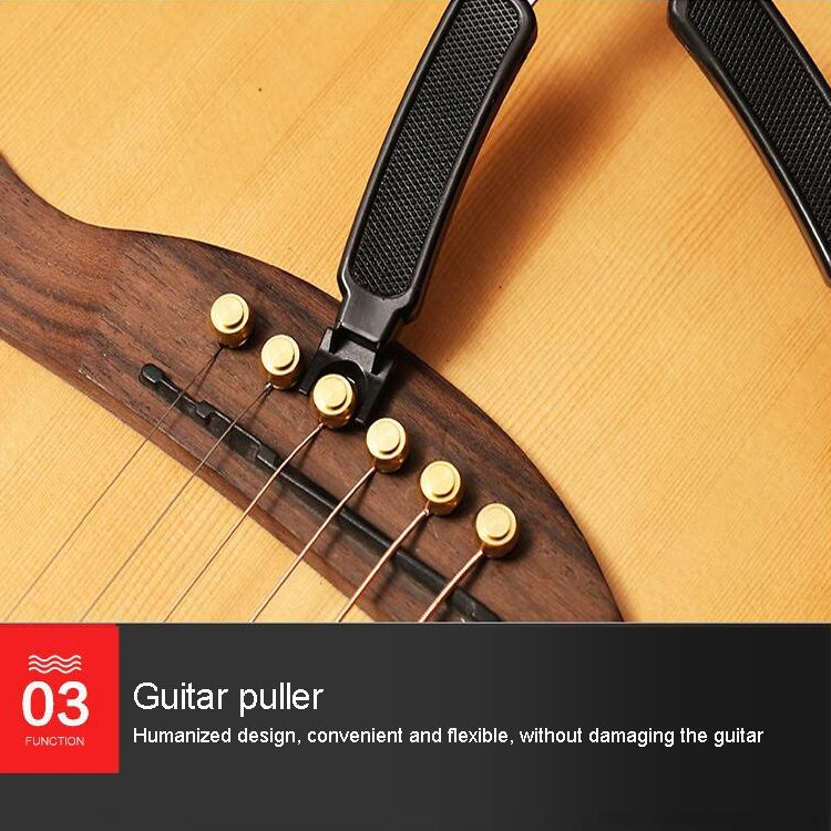 Guitar String Changing Tool Set String Trimmer Winding String Winding Three-in-one Clamp Guitar Accessories(Black Wihout Paper Jam)
