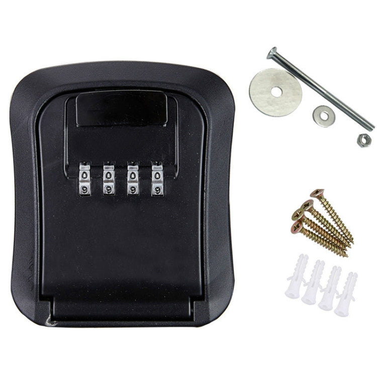 Wall-Mounted Key Code Box Construction Site Home Decoration Four-Digit Code Lock Key Box(Black)
