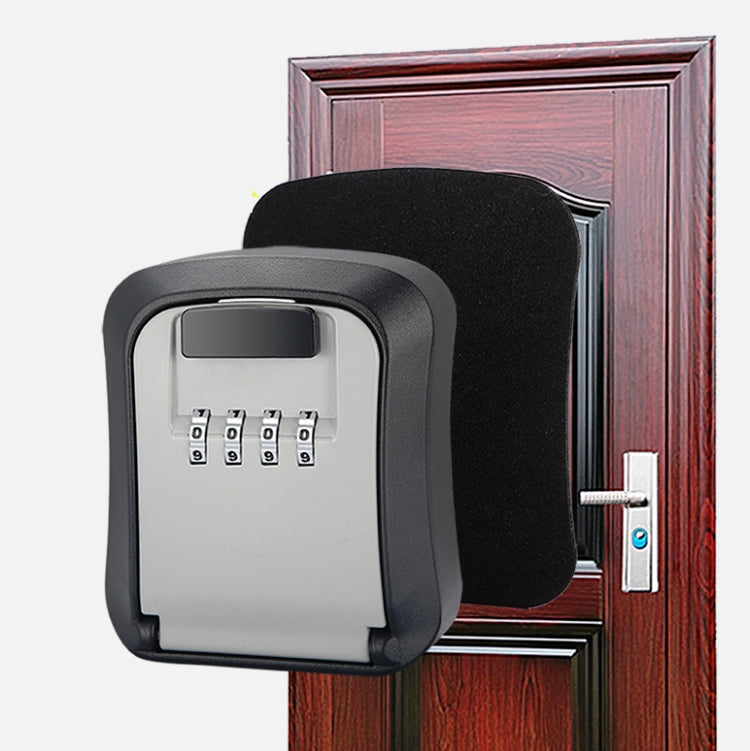 Wall-Mounted Key Code Box Construction Site Home Decoration Four-Digit Code Lock Key Box(Black)