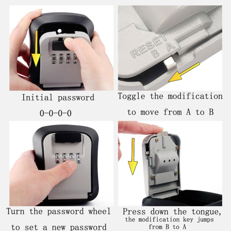 Wall-Mounted Key Code Box Construction Site Home Decoration Four-Digit Code Lock Key Box(Black)