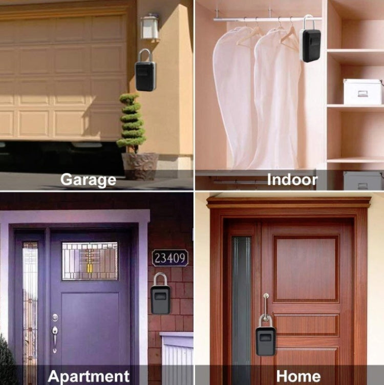 Password Key Box Wall-Mounted Metal Box Password Box Outdoor Key Anti-Theft Storage Box, Specification: Waterproof Cover(Silver Black)