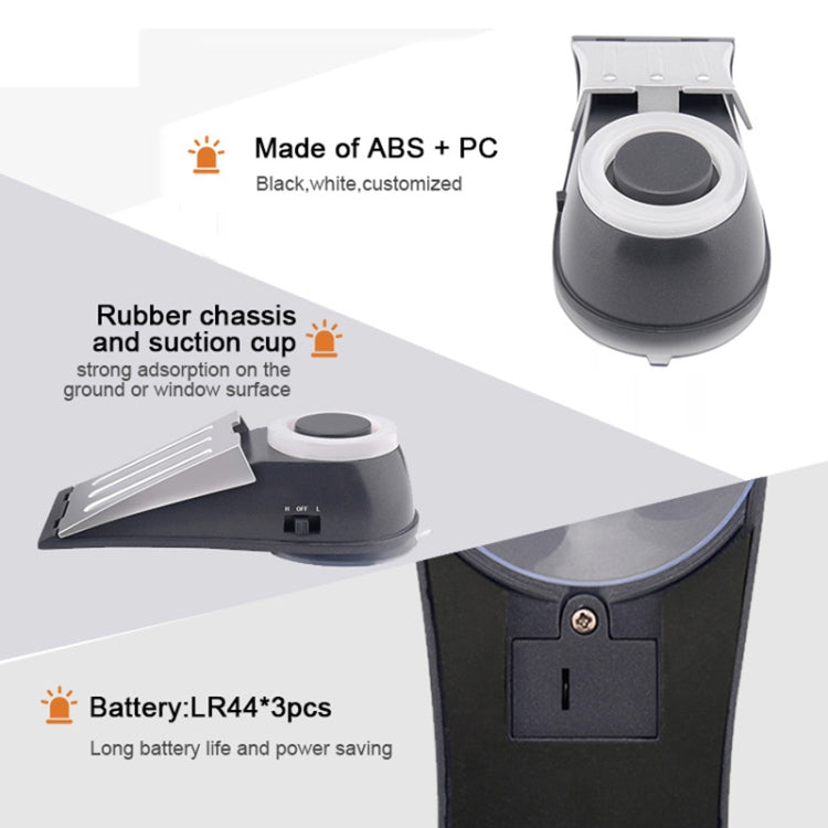 MSA-803 Window Vibration Alarm Door Stopper Flashing Light Burglar Alarm(White)