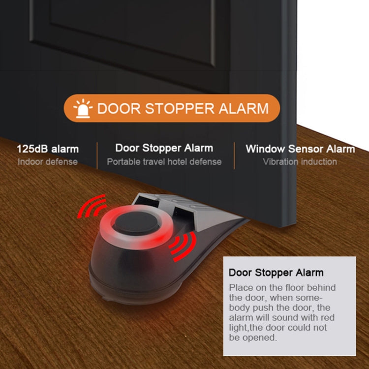 MSA-803 Window Vibration Alarm Door Stopper Flashing Light Burglar Alarm(White)