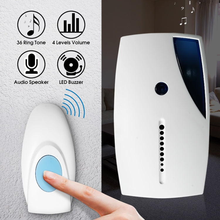 513E Waterproof LED Wireless Doorbell Remote Control Door Bell with 36 Tune Chimes Songs