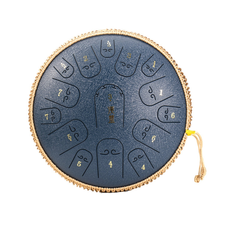 15-Tone Ethereal Drum 14-Inch Steel Tongue Drum Hollow Drum Sanskrit Drummer Disc(Navy Blue)