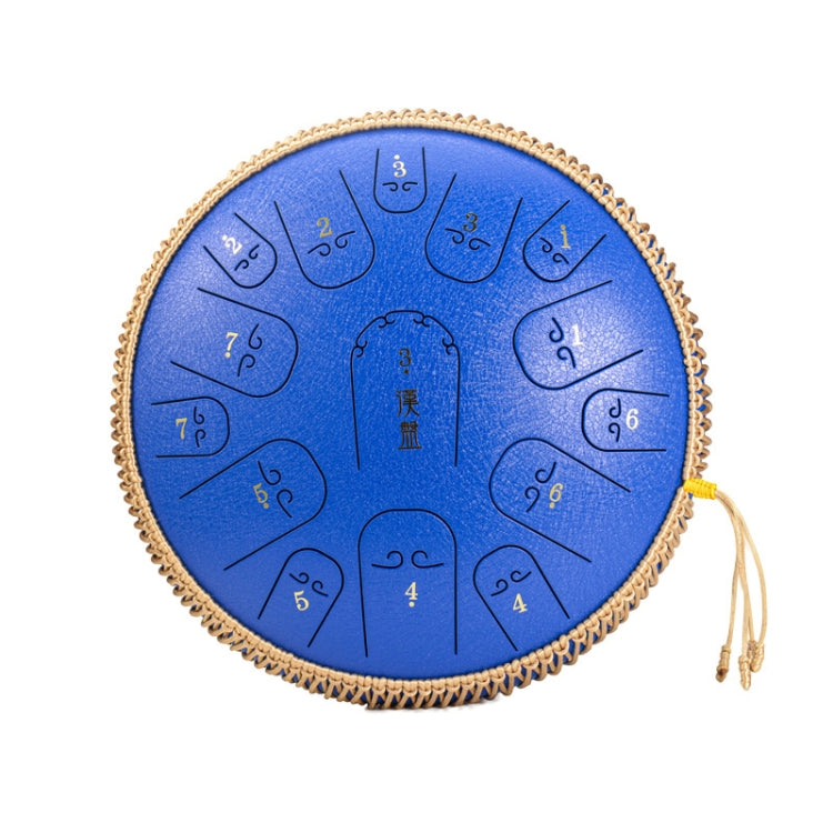 15-Tone Ethereal Drum 14-Inch Steel Tongue Drum Hollow Drum Sanskrit Drummer Disc(Blue)
