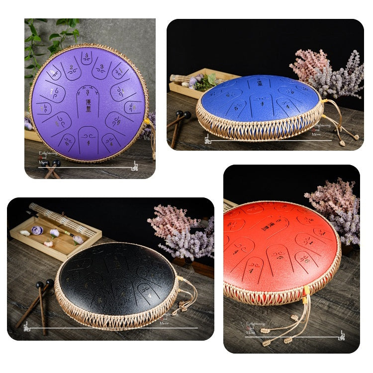 15-Tone Ethereal Drum 14-Inch Steel Tongue Drum Hollow Drum Sanskrit Drummer Disc(Blue)