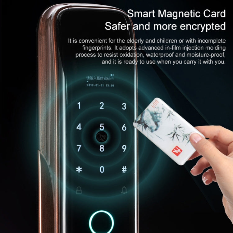 Smart Wifi Anti-Theft Fingerprint Password Lock Mobile Phone Remote Control Electronic Door Lock Magnetic Card Lock, Specification: SM-SL808 Automatic Black