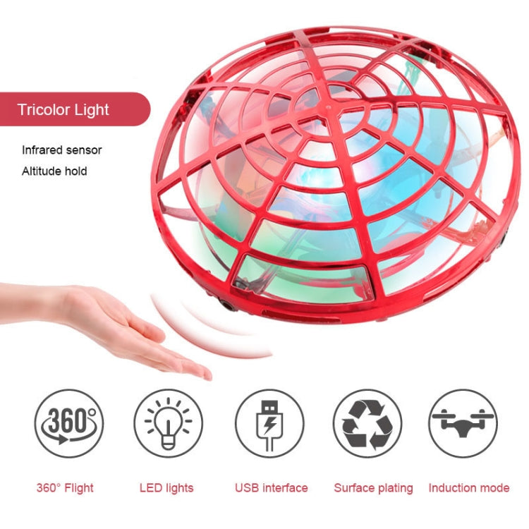 Colorful Lights 5 Induction Quadcopter UFO Mini Drone, Colour: Red
