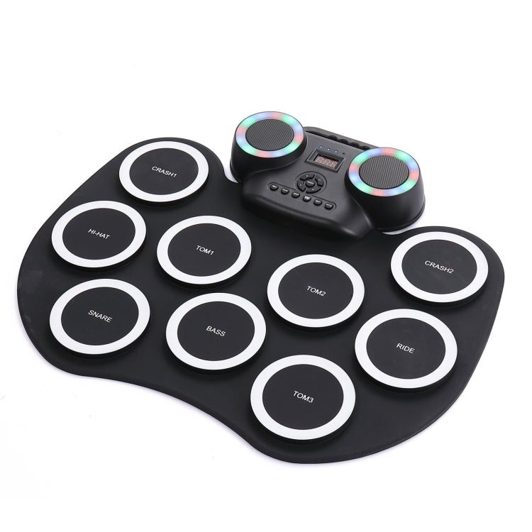 Portable Hand Roll Electronic Drum Flashing Light Bluetooth Drum(Black White)