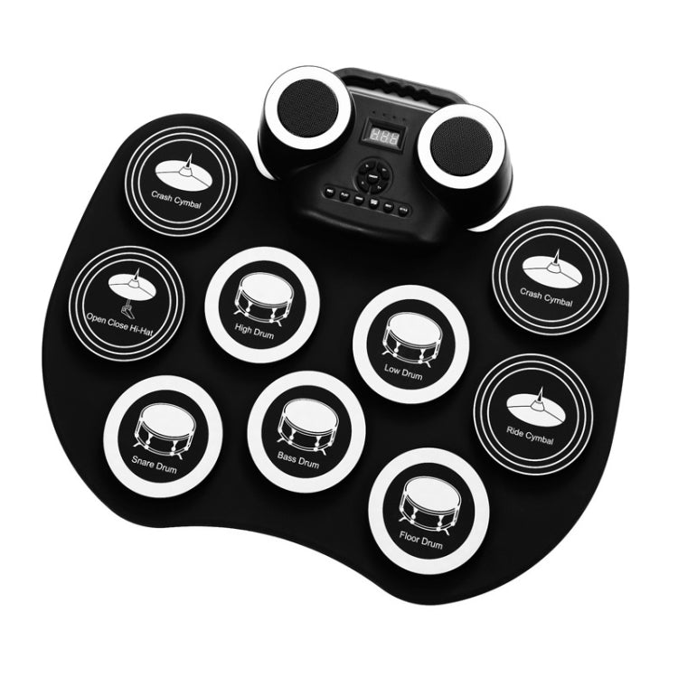 Portable Hand Roll Electronic Drum Flashing Light Bluetooth Drum(Icon Version + Black White)