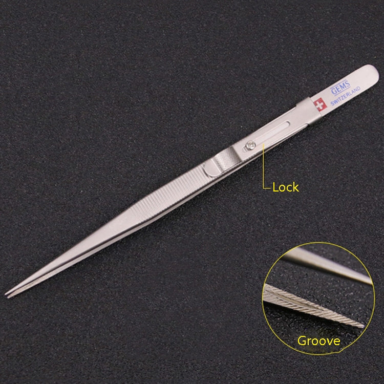 Non-Slip Diamond Tweezers Jewelry Tweezers Elastic Stainless Steel Gem Diamond Clips Durable Tools Tweezers With Slot and Lock