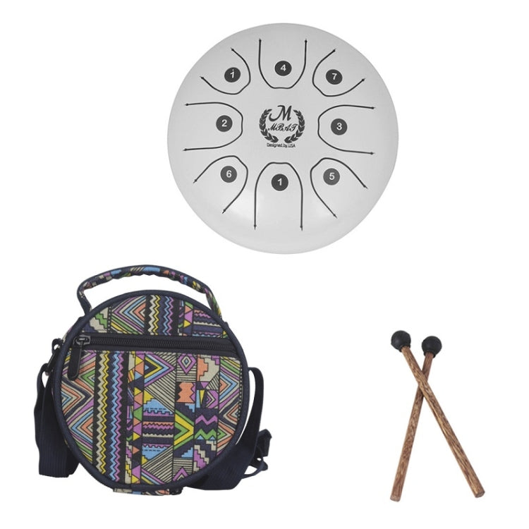 MEIBEITE 5.5-Inch C-Tune Sanskrit Drum Steel Tongue Empty  Worry-Free Drum(White)